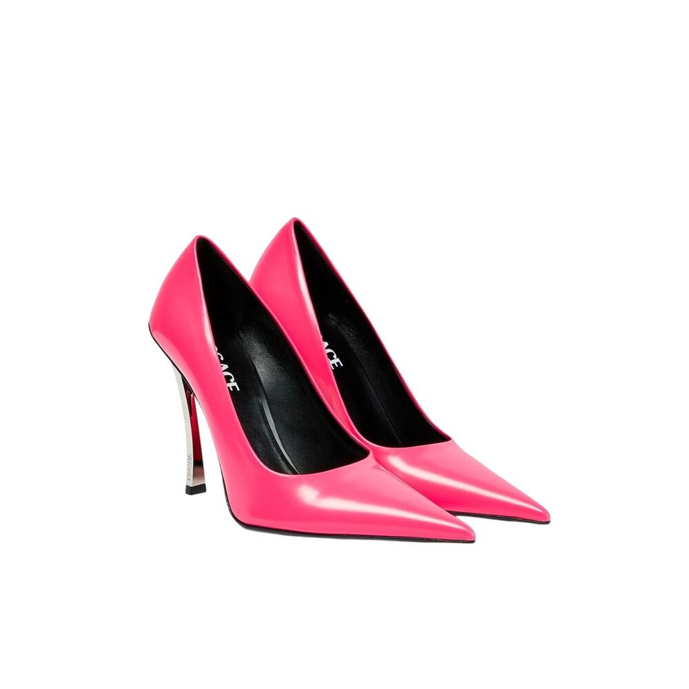 NIB Versace Pin Point Pump EU 39 US 9 Pink Leather Pointed Toe Stiletto $1,325